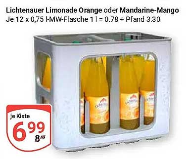 Lichtenauer Limonade Orange oder Mandarine-Mango