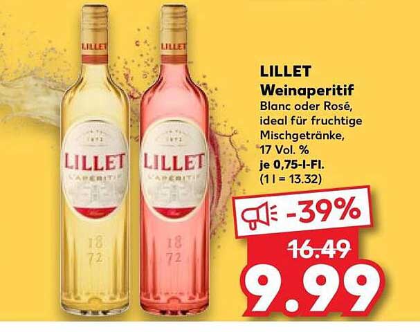 LILLET Weineaperitif Blanc oder Rosé, ideal für fruchtige Mischgetränke, 17 Vol. % je 0,75-l-Fl. (1l = 13.32)
