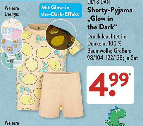 LILY & DAN Shorty-Pyjama „Glow in the Dark“