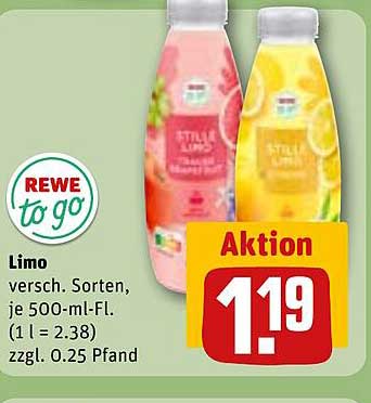 Limo versch. Sorten, je 500-ml-Fl. (1 l = 2.38) zzgl. 0.25 Pfand