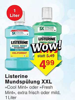 Listerine Mundspülung XXL »Cool Mint« oder »Fresh Mint«, extra frisch oder mild, 1 Liter