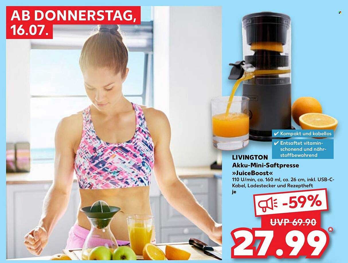 LIVINGTON Akku-Mini-Saftpresse »JuiceBoost«