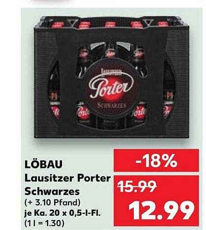 LÖBAU Lausitzer Porter Schwarzes (+ 3.10 Pfand) 6 x 0,5-l-Fl. (1 l = 1.30)