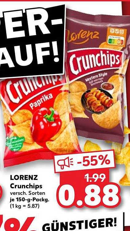 LORENZ Crunchips versch. Sorten je 150-g-Packg. (1 kg = 5.87)