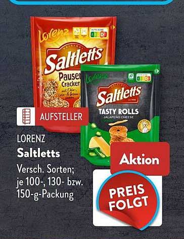 Lorenz Saltletts Versch. Sorten; je 100-, 130- bzw. 150-g-Packung