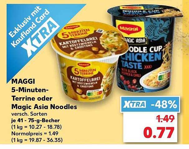 MAGGI 5-Minuten-Terrine oder Magic Asia Noodles versch. Sorten je 41 - 75-g-Becher