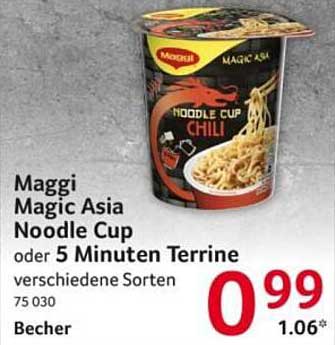 Maggi Magic Asia Noodle Cup oder 5 Minuten Terrine verschiedene Sorten 75 030 Becher