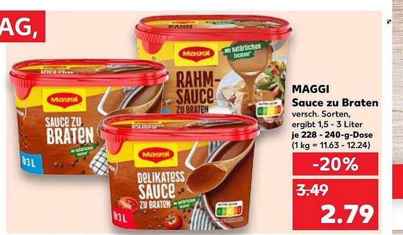 MAGGI Sauce zu Braten versch. Sorten, ergibt 1,5 - 3 Liter je 228 - 240-g-Dose (1 kg = 11.63 - 12.24)