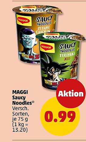 MAGGI Saucy Noodles* Versch. Sorten, je 75 g (1 kg = 13.20)