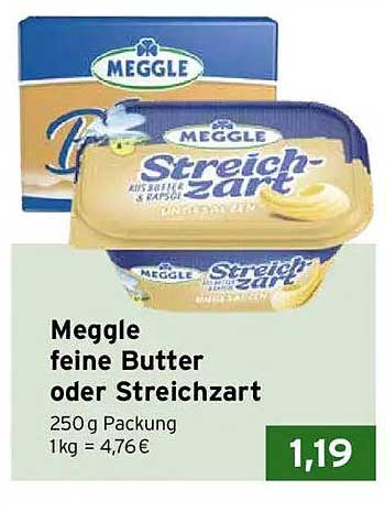 Meggle feine Butter oder Streichzart