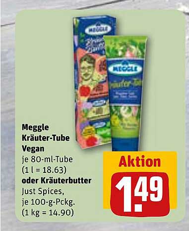 Meggle Kräuter-Tube Vegan oder Kräuterbutter Just Spices