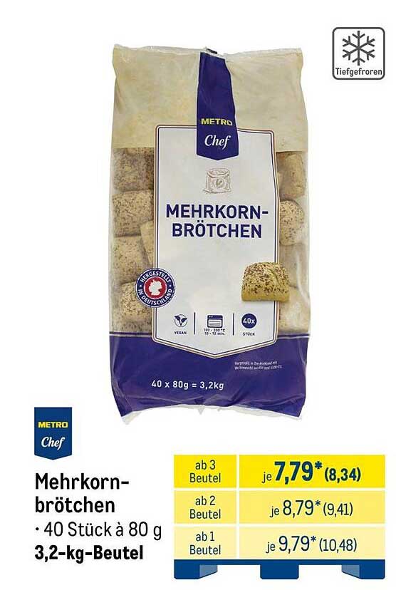Mehrkornbrötchen · 40 Stück à 80 g 3,2-kg-Beutel