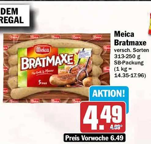 Meica Bratmaxe versch. Sorten 313-250 g SB-Packung (1 kg = 14.35-17.96)