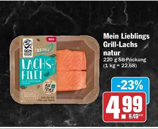 Mein Lieblings Grill-Lachs natur 220 g SB-Packung (1 kg = 22.68)