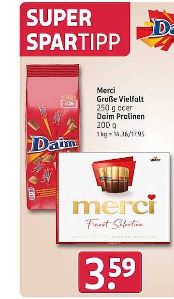 Merci Große Vielfalt 250 g oder Daim Pralinen 200 g