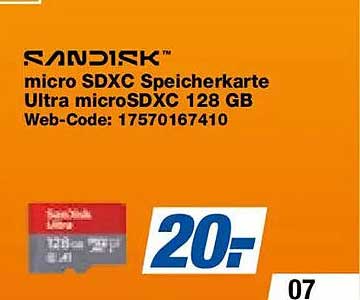 micro SDXC Speicherkarte Ultra microSDXC 128 GB Web-Code: 17570167410