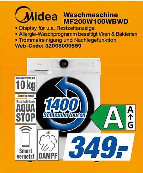 Midea Waschmaschine MF200W100WBWD