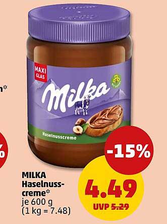 MILKA Haselnuss-creme* je 600 g (1 kg = 7.48)