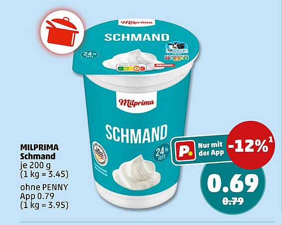 MILPRIMA Schmand je 200 g (1 kg = 3.45)