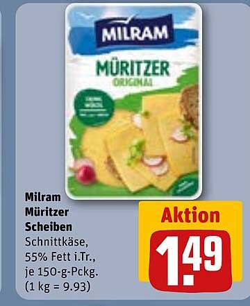 Milram Müritzer Scheiben Schnittkäse, 55% Fett i.Tr., je 150-g-Packung
