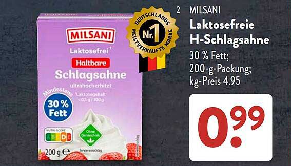 MILSANI Laktosefreie H-Schlagsahne