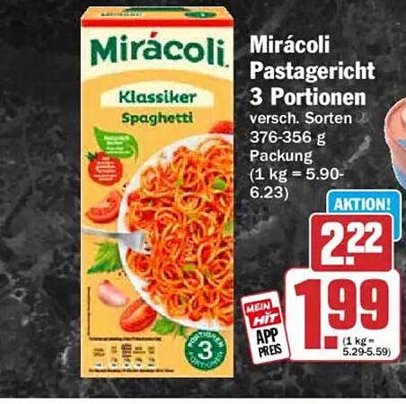 Mirácoli Pastagericht 3 Portionen versch. Sorten 376-356 g Packung
