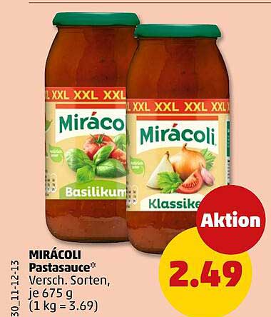 MIRÁCOLI Pastasauce* Versch. Sorten, je 675 g (1 kg = 3.69)