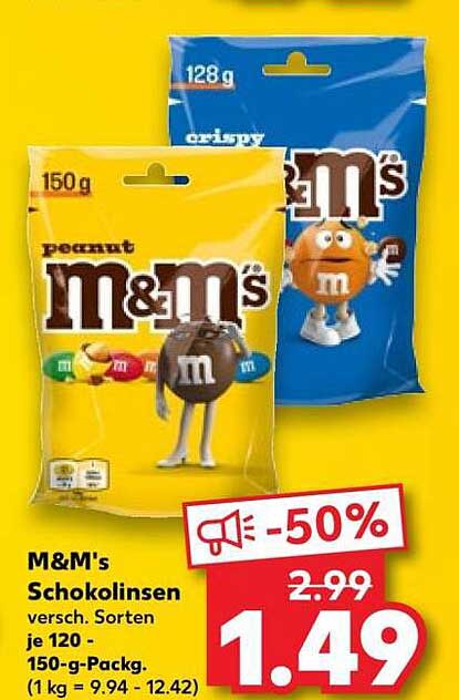 M&M's Schokolinsen versch. Sorten je 120 - 150-g-Packg.