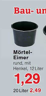 Mörtel-Eimer rund, mit Henkel, 12Liter 20 Liter