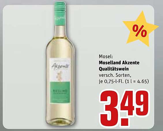 Moselland Akzente Qualitätswein versch. Sorten, je 0,75-l-Fl. (1 l = 4.65)