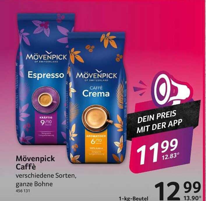 Mövenpick Caffè verschiedene Sorten, ganze Bohne