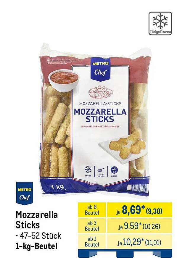 Mozzarella Sticks · 47-52 Stück · 1-kg-Beutel