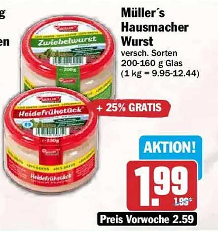 Müller’s Hausmacher Wurst versch. Sorten 200-160 g Glas