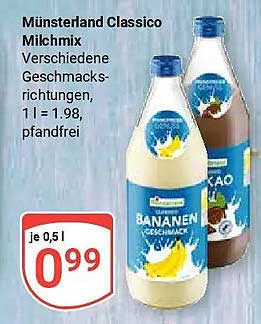 Münsterland Classico Milchmix Verschiedene Geschmacksrichtungen, 1 l = 1,98, pfandfrei