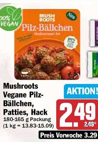 Mushroots Vegane Pilz-Bällchen, Patties, Hack