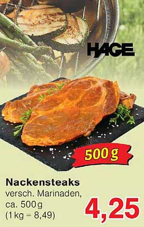 Nackensteaks versch. Marinaden, ca. 500 g (1 kg = 8,49)