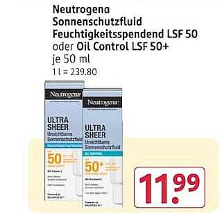 Neutrogena Sonnenschutzfluid Feuchtigkeitsspendend LSF 50 oder Oil Control LSF 50+ je 50 ml