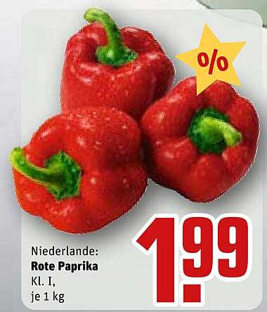 Niederlande: Rote Paprika Kl. I, je 1 kg
