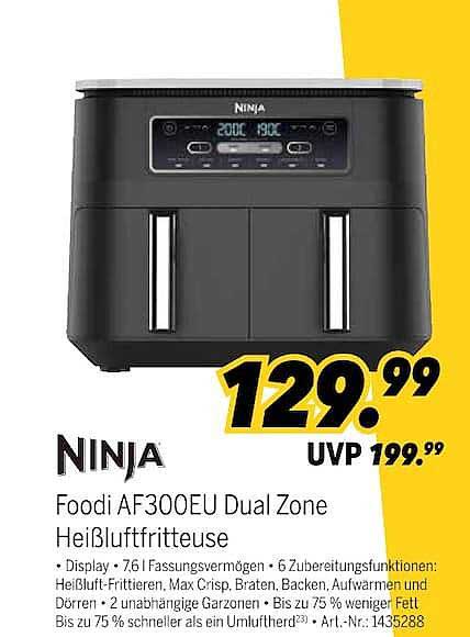 Ninja Foodi AF300EU Dual Zone Heißluftfritteuse