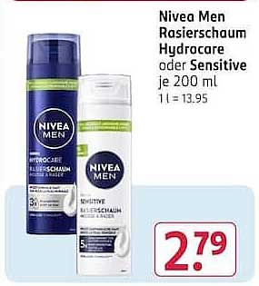 Nivea Men Rasierschaum Hydrocare oder Sensitive je 200 ml