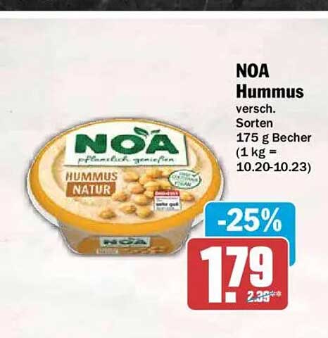 NOA Hummus versch. Sorten 175 g Becher (1 kg = 10.20-10.23)