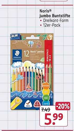 Noris® jumbo Buntstifte • Dreikant-Form • 12er-Pack