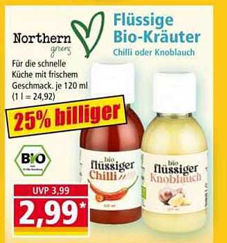 Northern Greens Flüssige Bio-Kräuter Chili oder Knoblauch