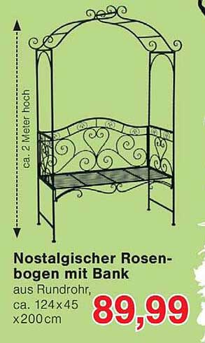 Nostalgischer Rosenbogen mit Bank