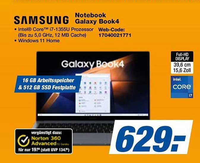 Notebook Galaxy Book4