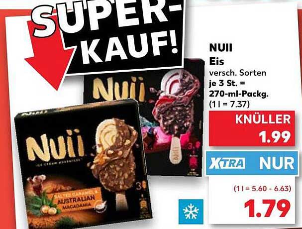 Nuii Eis versch. Sorten je 3 St. = 270-ml-Packg. (1 l = 7.37)