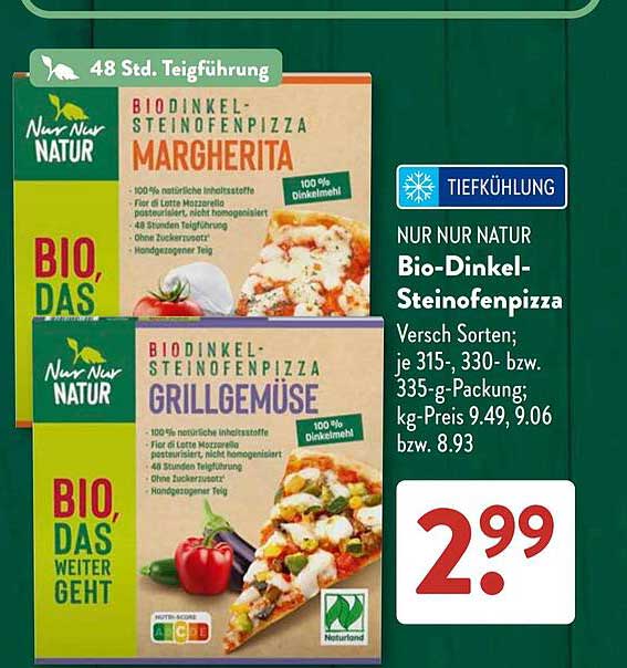 NUR NUR NATUR Bio-Dinkel-Steinofenpizza