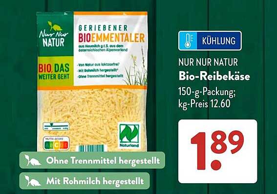 NUR NUR NATUR Bio-Reibekäse