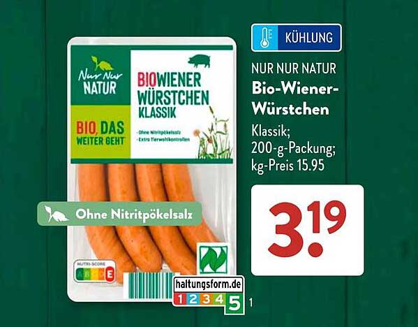 NUR NUR NATUR Bio-Wiener-Würstchen Klassik