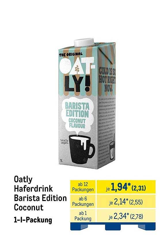 Oatly Haferdrink Barista Edition Coconut 1-l-Packung